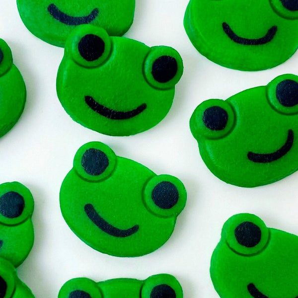 Passover green frogs mini marzipan candy bites close up