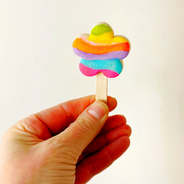 fantasy flower marzipan popsicles in my hand