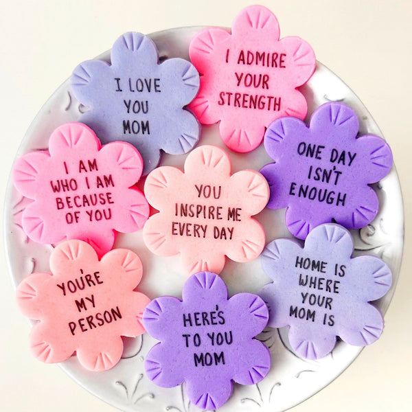mother's day marzipan conversation flowers gift on a pedesta,