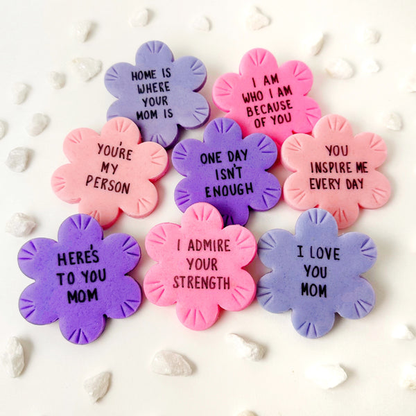 mother's day marzipan conversation flowers gift flatlay
