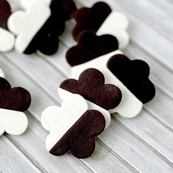 black and white flower cookies  closeup
