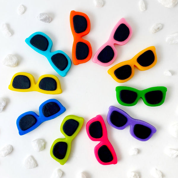 sunglasses rainbow beach party candy in a circle