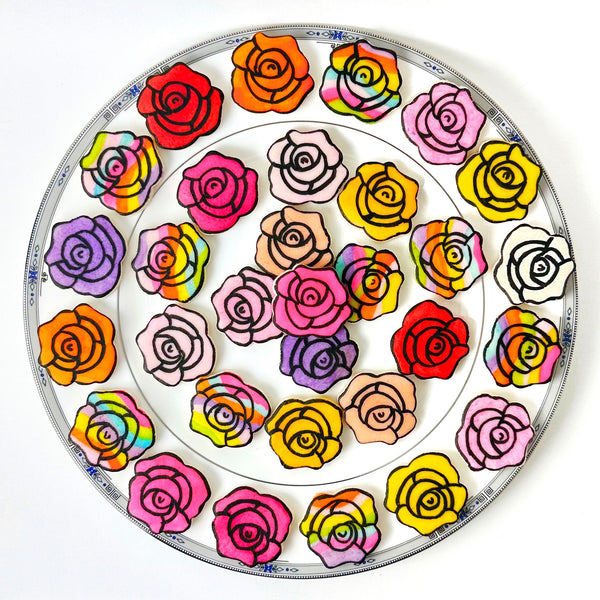 stained glass rose tiles