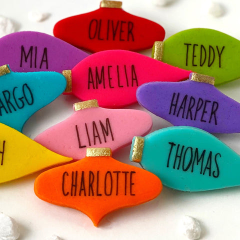 marzipan ornaments christmas personalized rainbow closeup