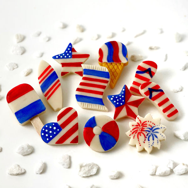 july 4th flag marzipan candy treats layout