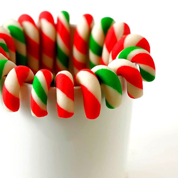 marzipan xmas candy cane green & red in a dish