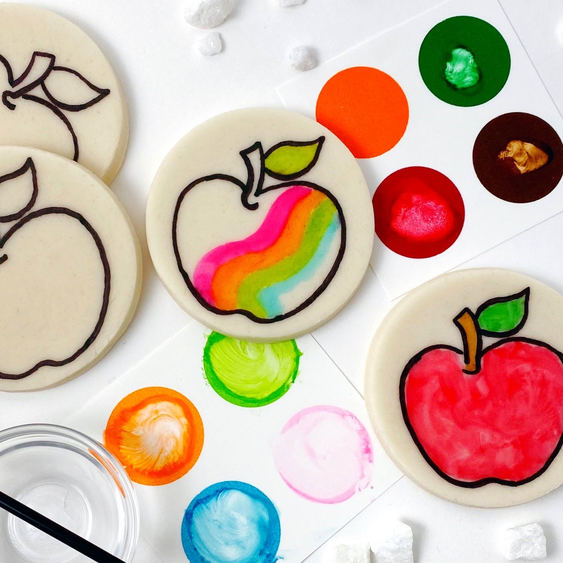 Rosh Hashanah paint your own apples marzipan candy treats square