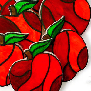 rosh hashanah stained glass marzipan apples close up