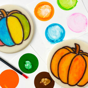 Thanksgiving Autumn Fall paint your own pumpkins marzipan candy treats close up