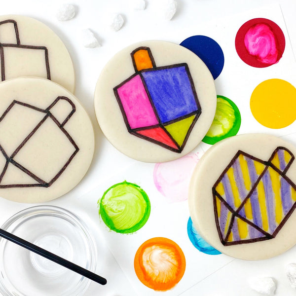 Hanukkah paint your own dreidels marzipan candy treats