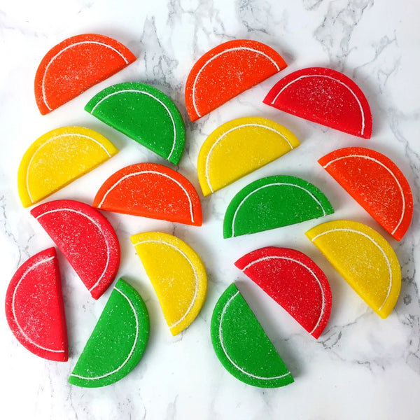 Passover fruit slices marzipan candy tile treats