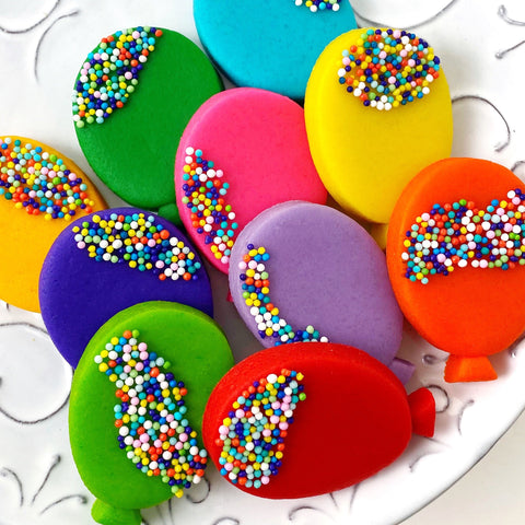 birthday sprinkle balloons marzipan candy close up