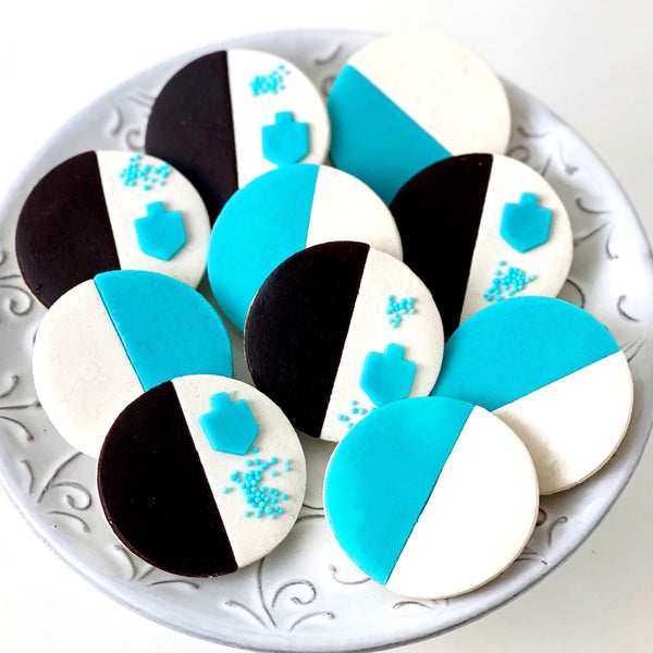 hanukkah black & white cookies new on a plate