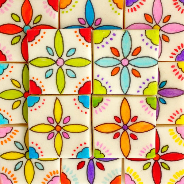talavera flower motif tiles mothers day gift squared