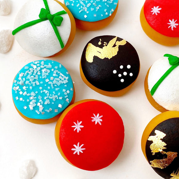 Christmas xmas modern mini donuts closeup