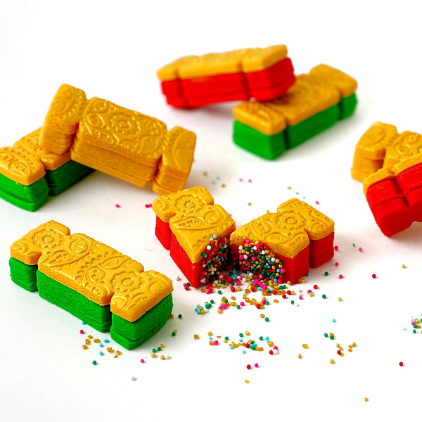 marzipan christmas crackers traditional colors closeup
