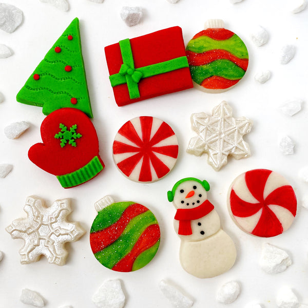 modern christmas marzipan candy tile treats