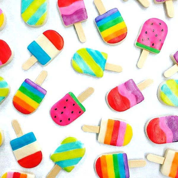 ice popsicles rainbow colors assorted marzipan candy lollipops with real sticks