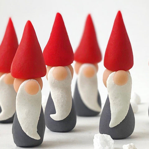 christmas gnome marzipan candy standing closeup