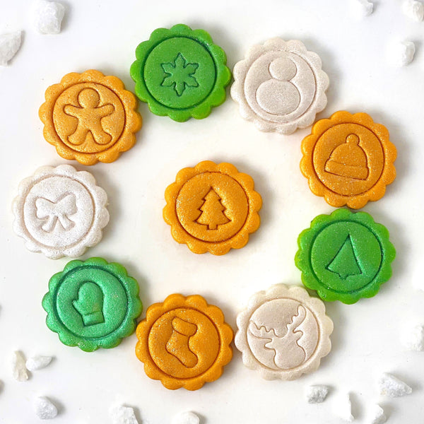 marzipan christmas medallions in a circle