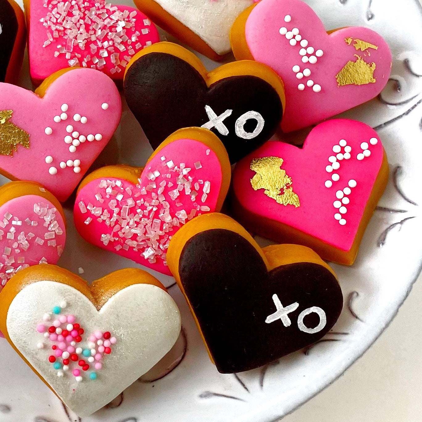 valentine's day heart donuts closeup