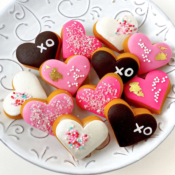valentine's day heart donuts on a plate