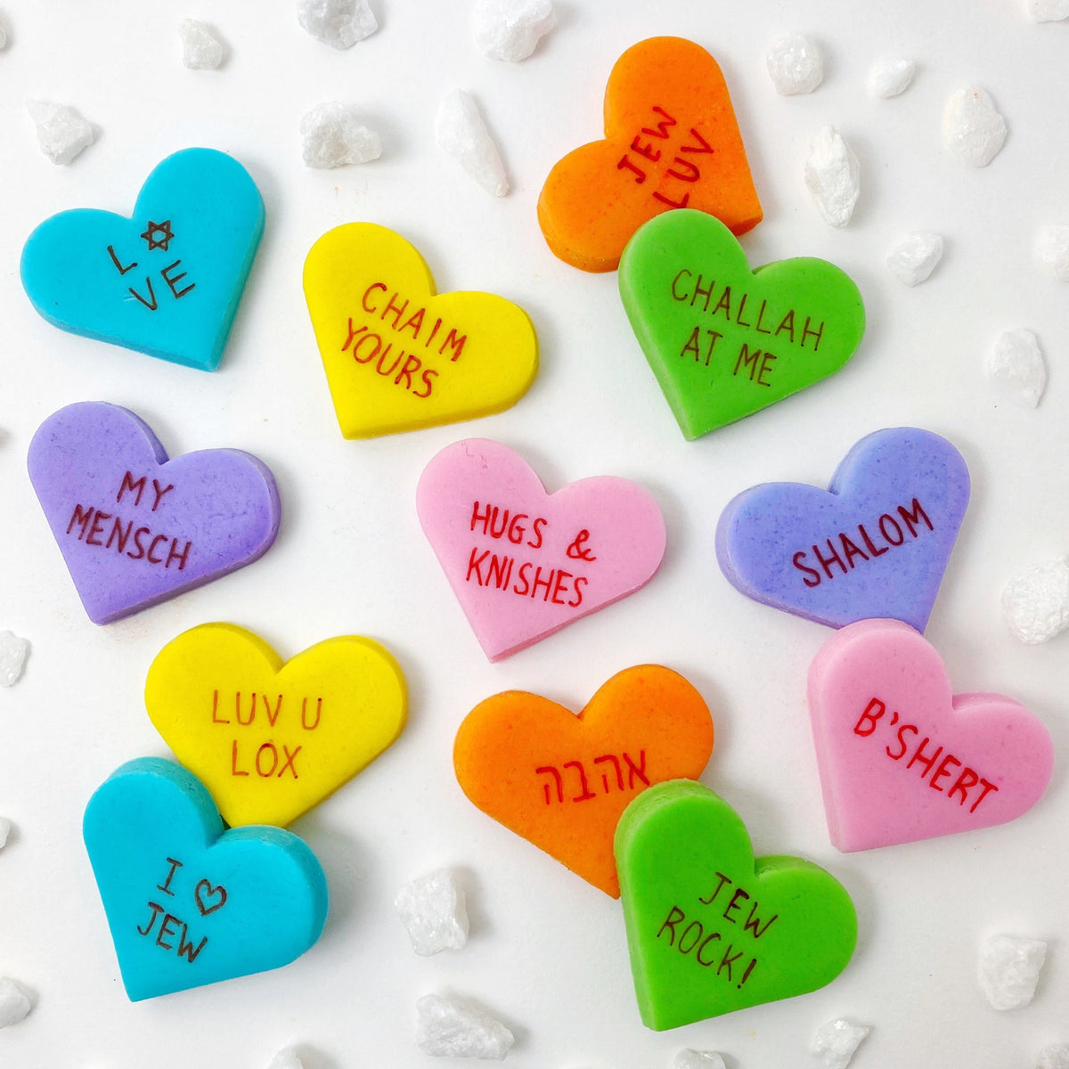 Valentine's Day Jewish Conversation Heart Tiles | marzipops