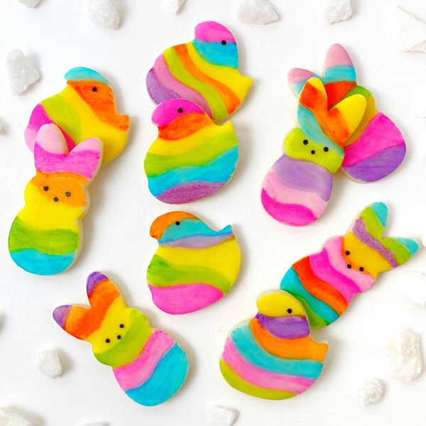 fantasy rainbow marzipan chicks and bunnies layout