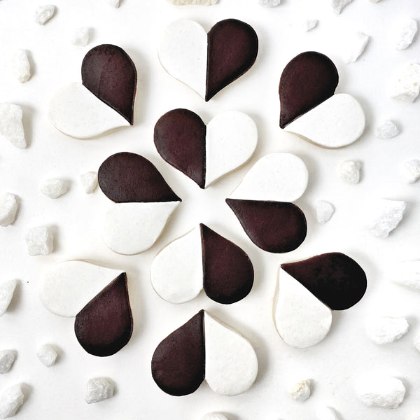 marzipan black white heart cookies laid out