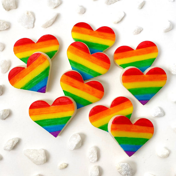 rainbow gay pride heart marzipan candy tiles layout
