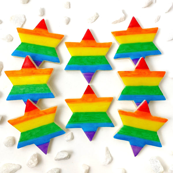 rainbow pride star of David marzipan candy tiles layout