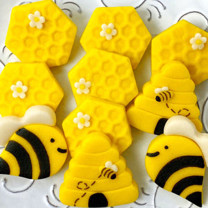 rosh hashanah bee honey honeybee candy tiles closeup
