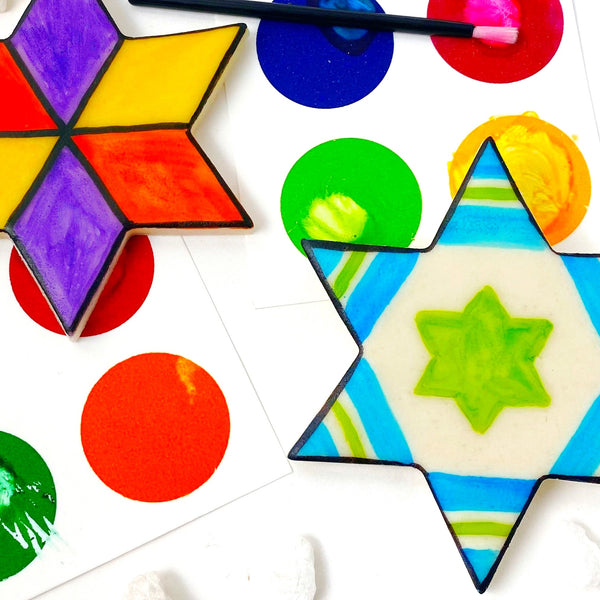 paint your own stars of David marzipan candy tiles duo