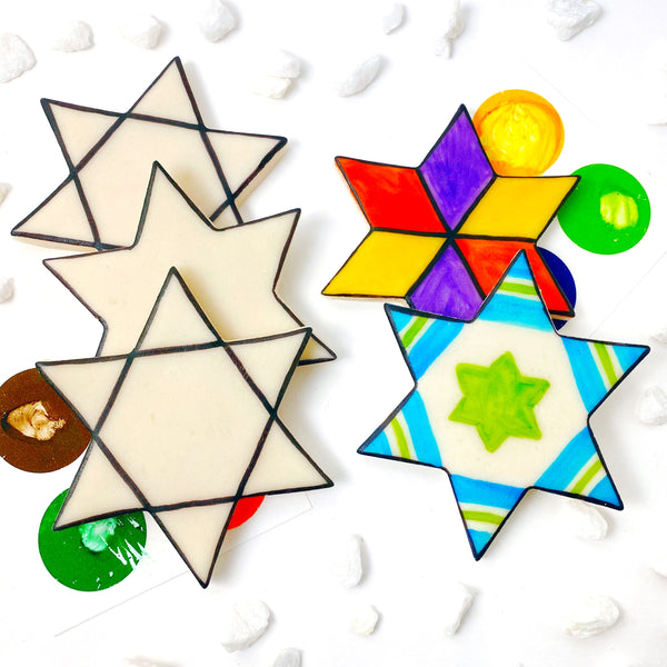 paint your own stars of David marzipan candy tiles platter