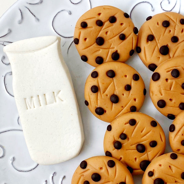 milk & cookie marzipan candy tiles closeup