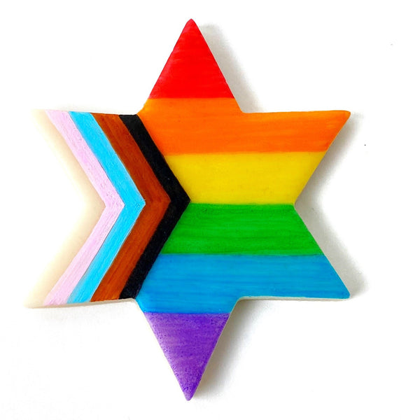 rainbow progress pride stars of David marzipan candy tiles single