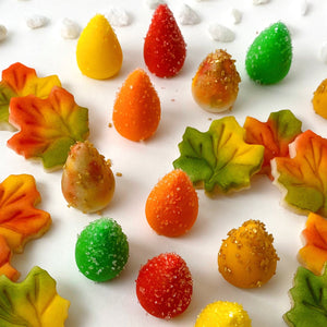 autumn leaves tree marzipan candy gift closeup