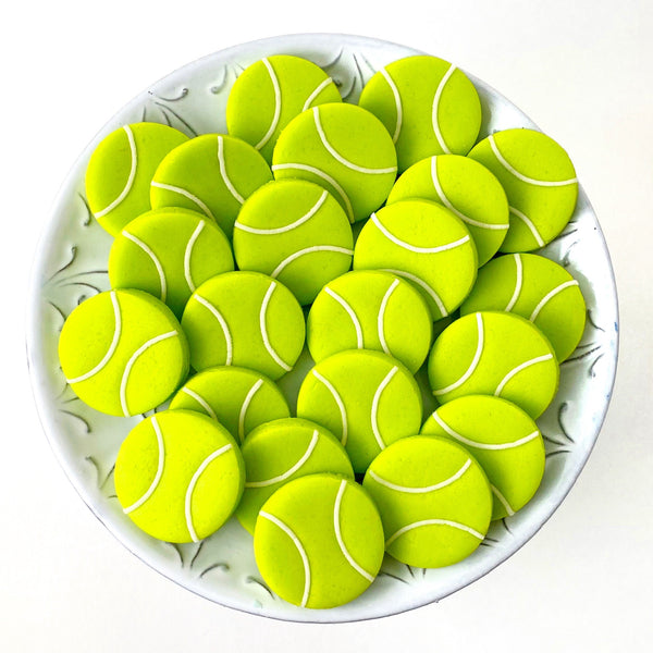 tennis ball game candy tiles on a plate