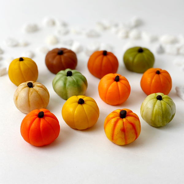 thanksgiving marzipan pumpkins and gourds layout