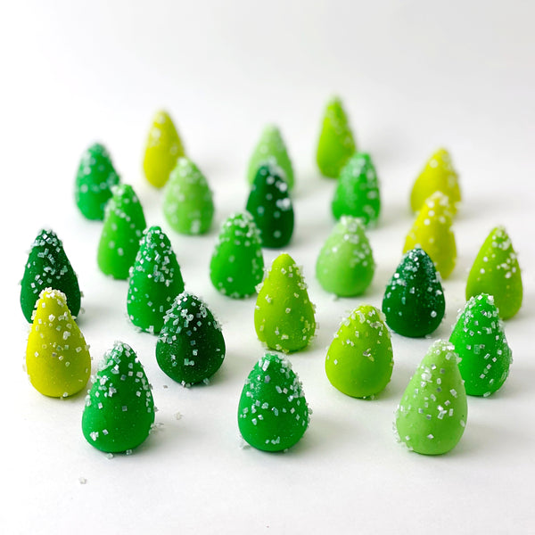 mini green Christmas tree marzipan candy sculpture treats forest