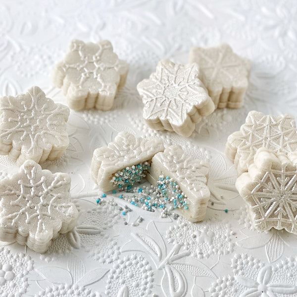Snowflake sprinkle surprise Christmas marzipan layout