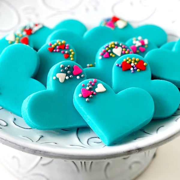 luxe marzipan hearts valentine's day closeup