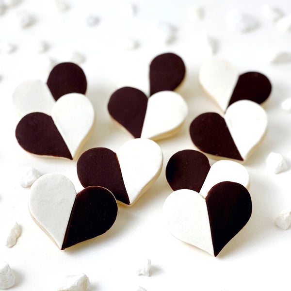 marzipan black white heart cookies layout
