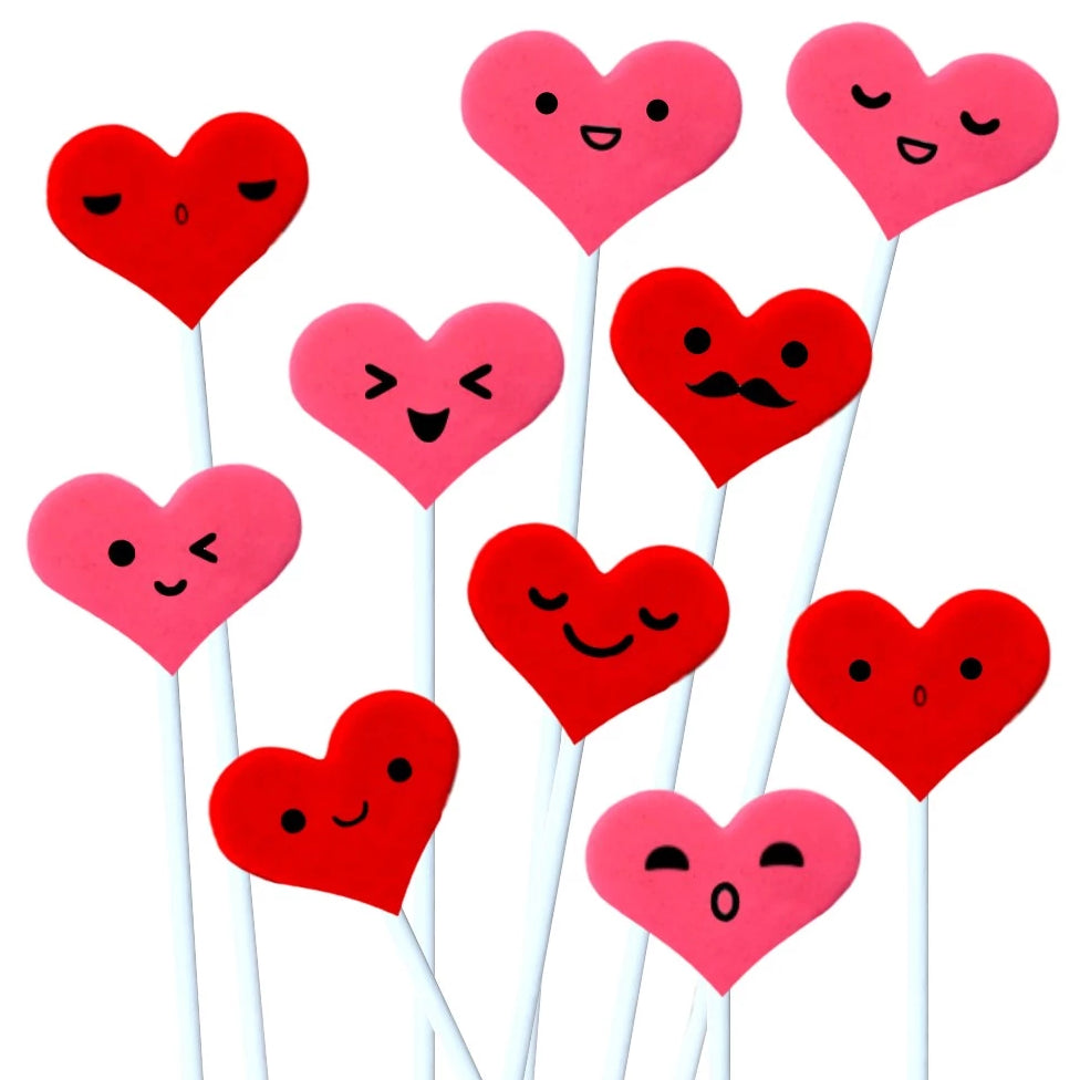 Valentine's Day kawaii hearts marzipan candy lollipops