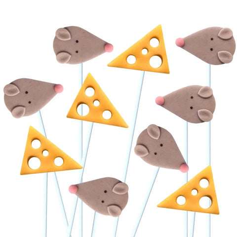 three blind mice with cheese marzipan candy lollipops