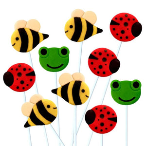 garden animals bees frogs ladybugs marzipan candy lollipops
