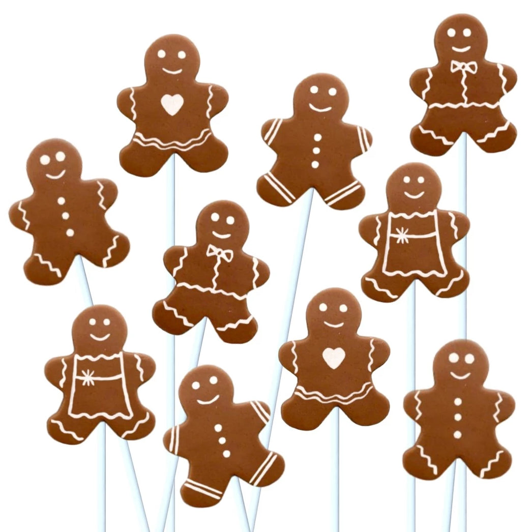 Christmas gingerbread men marzipan candy lollipops