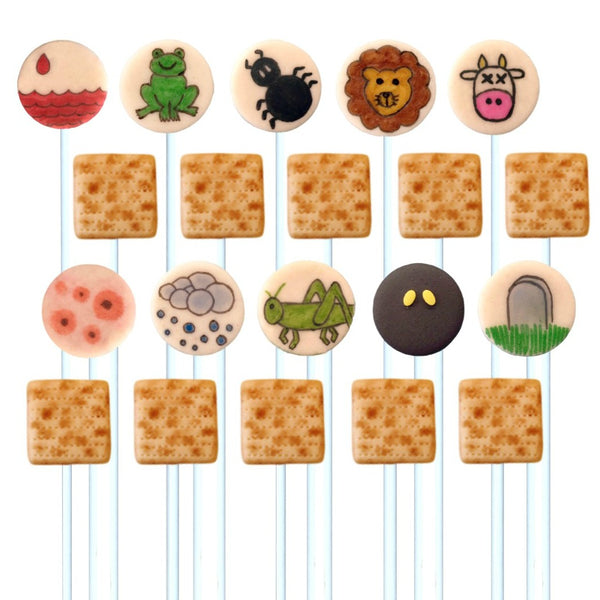 Passover Seder candy matzah ten plagues with frogs marzipan lollipops photo