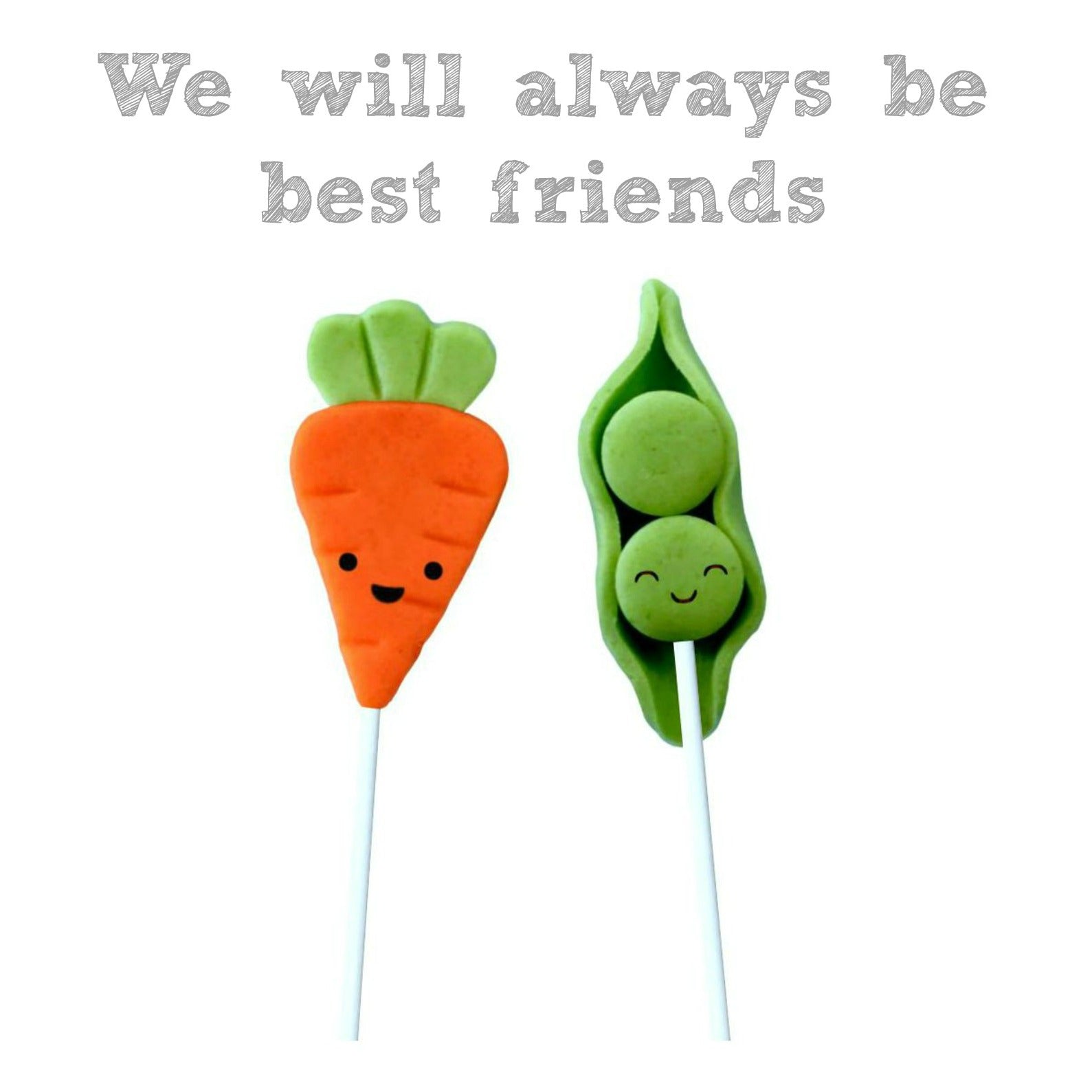 peas & carrots best friends marzipan candy lollipops