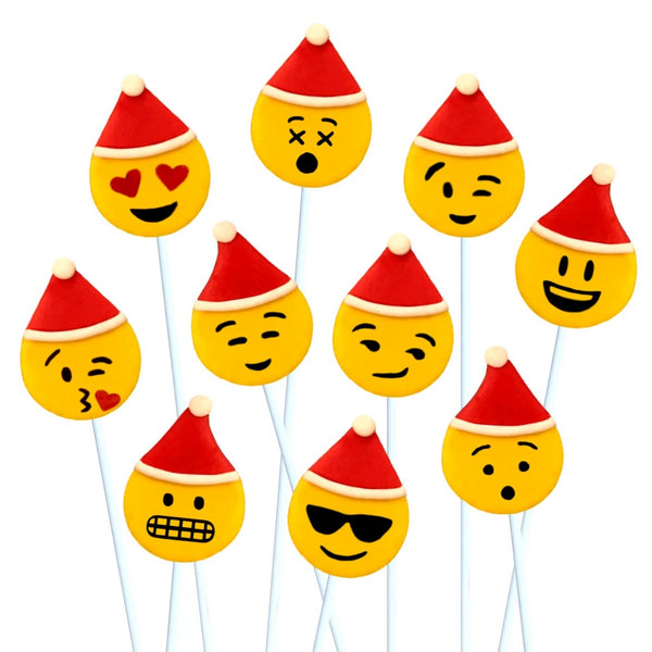 Christmas Santa emoji marzipan candy lollipops